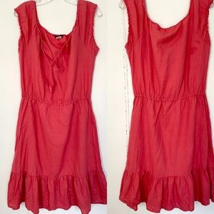 JCrew - breezy linen coral color beach cover up dress with tassel.